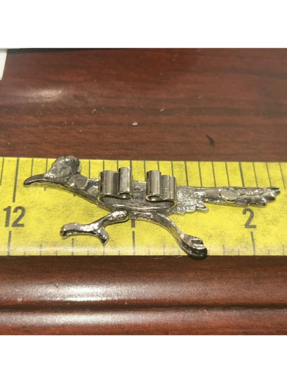 Vintage Rare Road Runner Bird Design Silver Toned Tie Pin 2” New